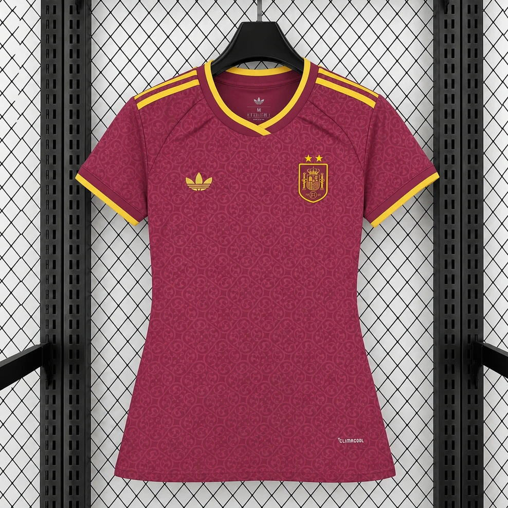 2026 Spain 2 Stars Special Edition Trefoil Maroon Women Soccer Jersey