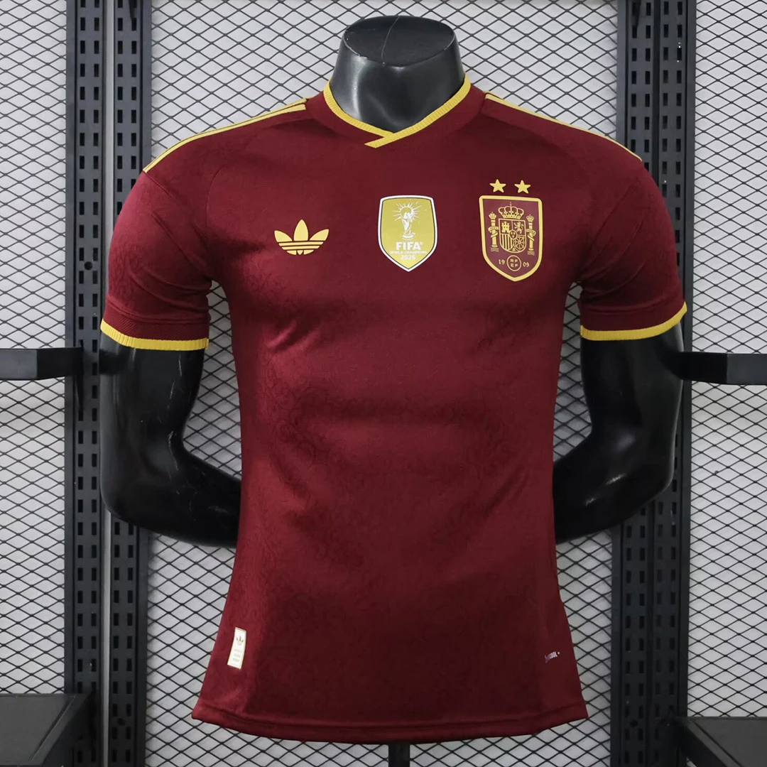 2026 Spain Special Edition Trefoil Maroon Player Version Soccer Jersey