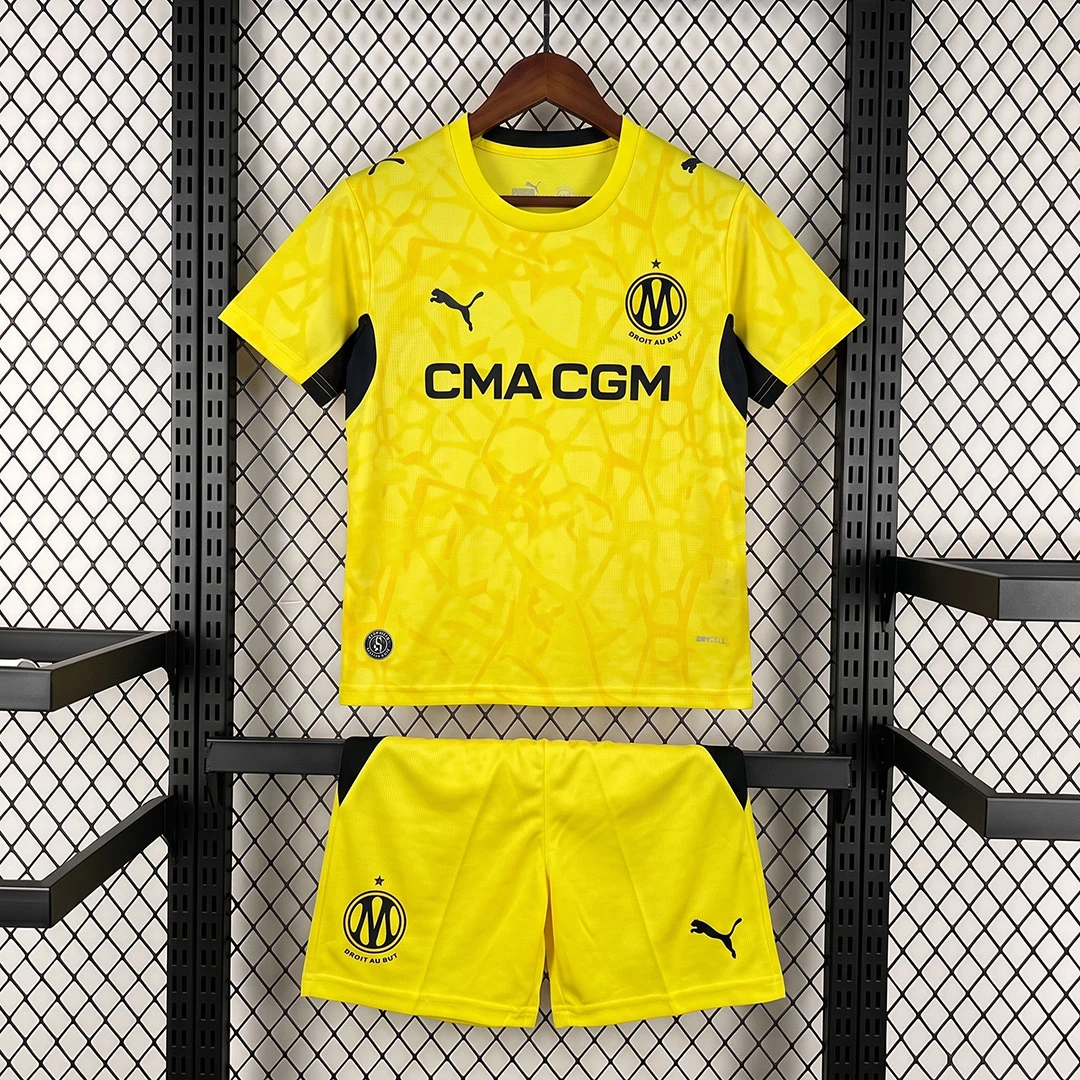 26/27 Marseille Goalkeeper Kids Yellow Soccer Jersey