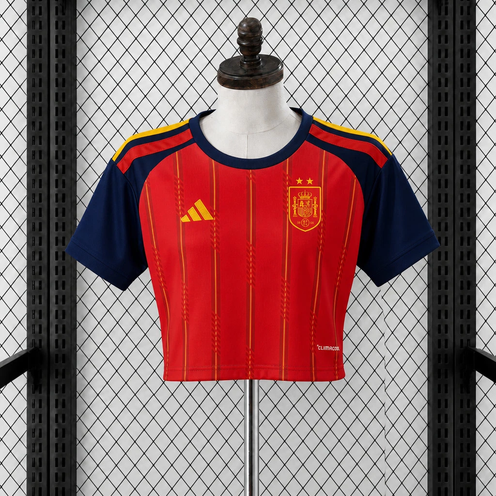 2026 Spain Home 2 Stars Women Crop Jersey