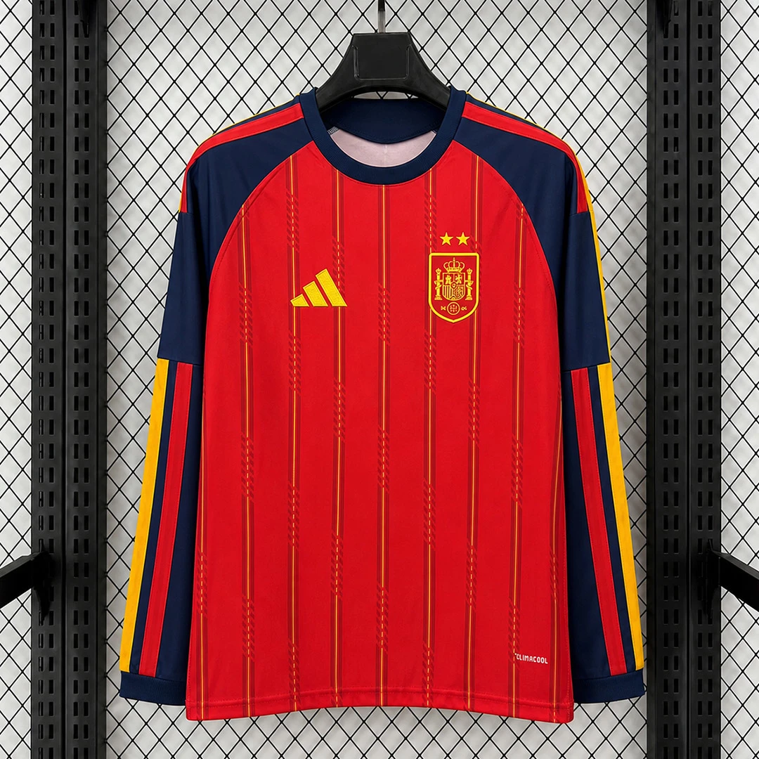 2026 Spain Home 2 Stars Long Sleeve Soccer Jersey