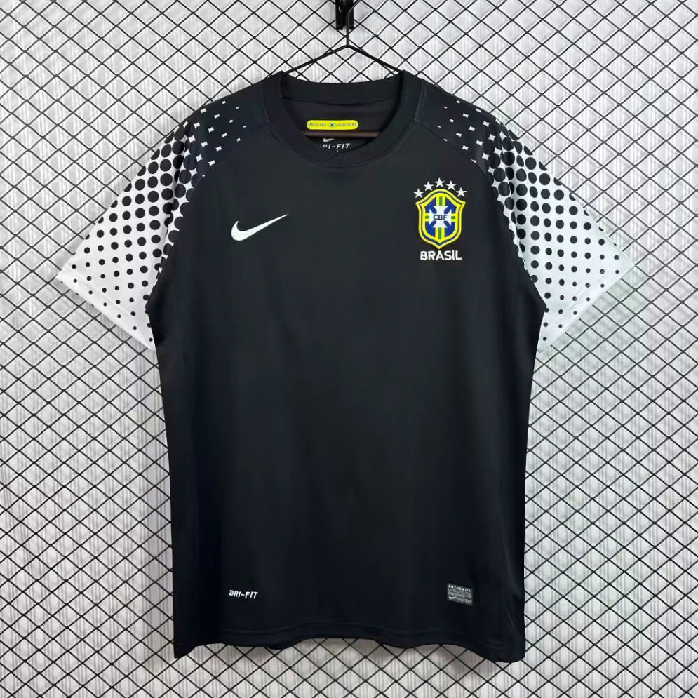 2010 Brazil Goalkeeper Black Retro Soccer Jersey