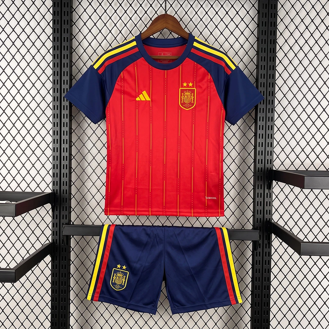 2026 Spain Home 2 Stars Kids Soccer Jersey