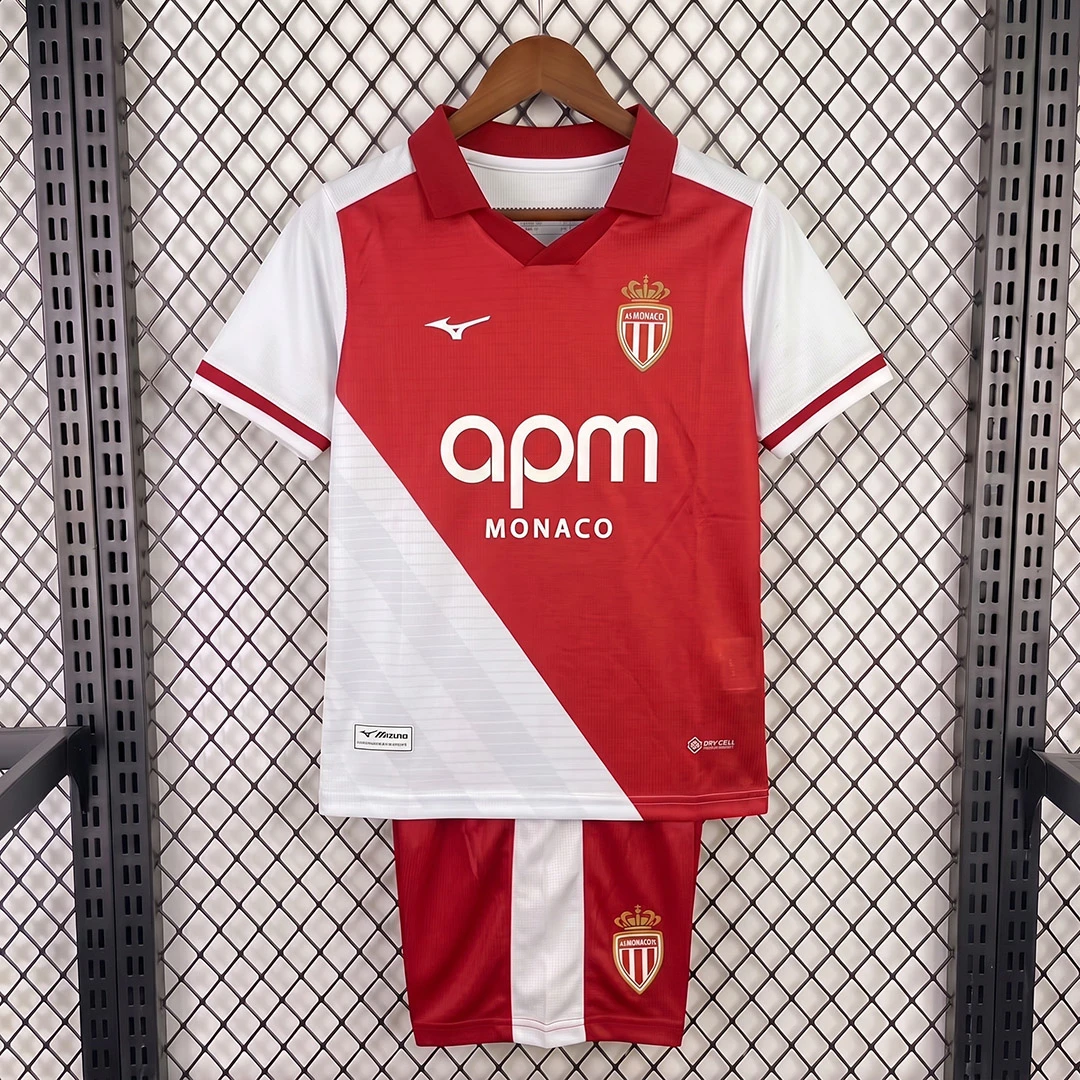 26/27 AS Monaco Home Kids Soccer Jersey