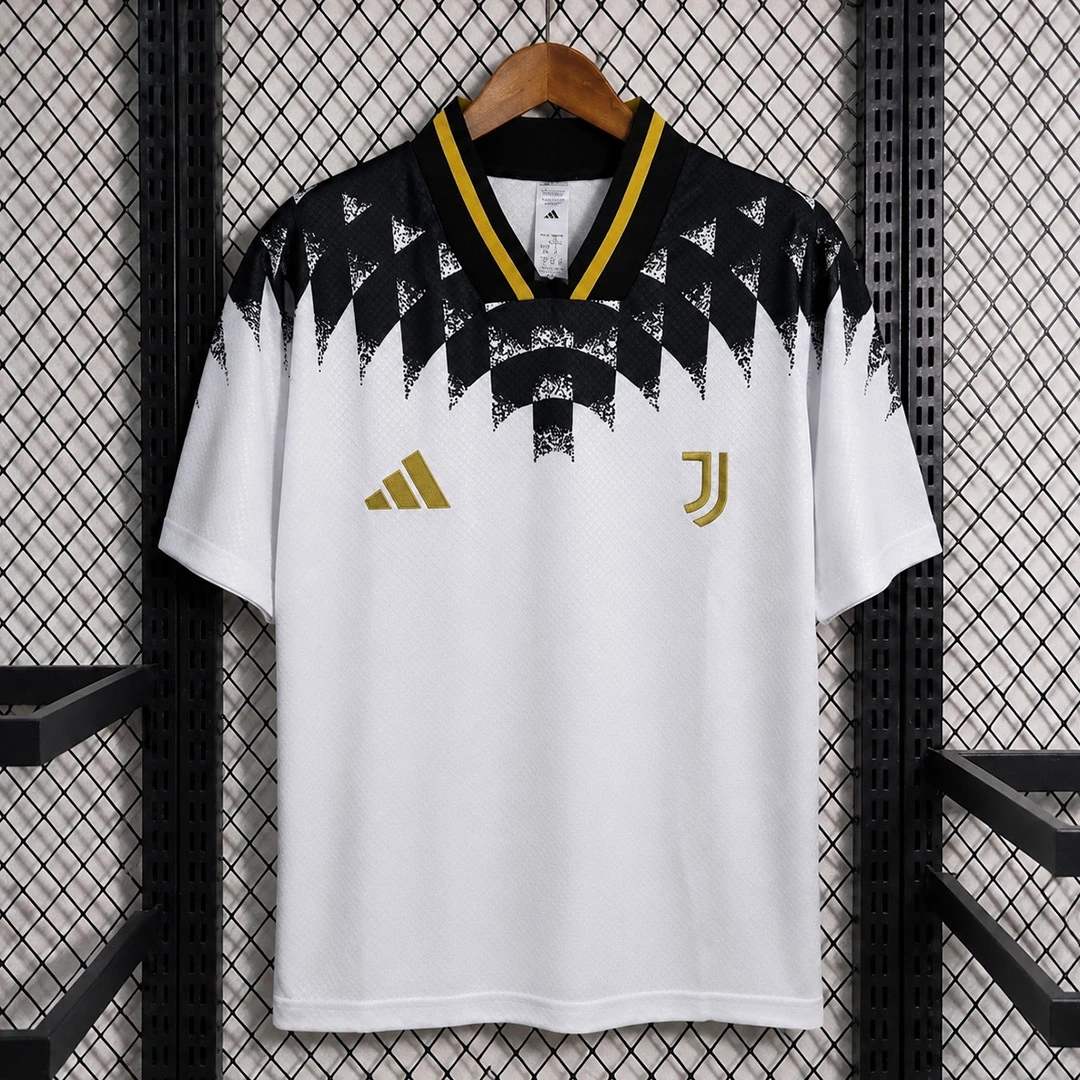 26/27 Juventus Turin Standium Jersey White with Black Geometric Pattern inspired by 1994