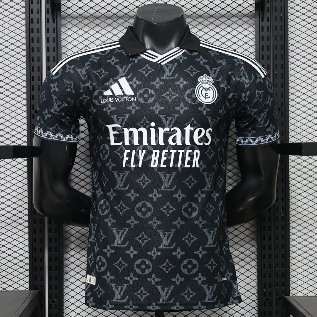 25/26 Real Madrid x Louis Vuitton Special Edition Player Version Black Soccer Jersey