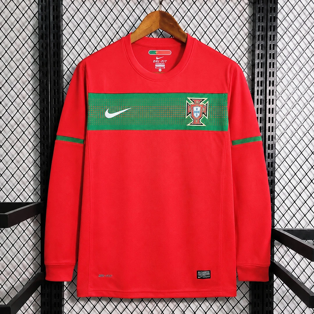 2010 Portugal Home Long Sleeve Retro Soccer Jersey