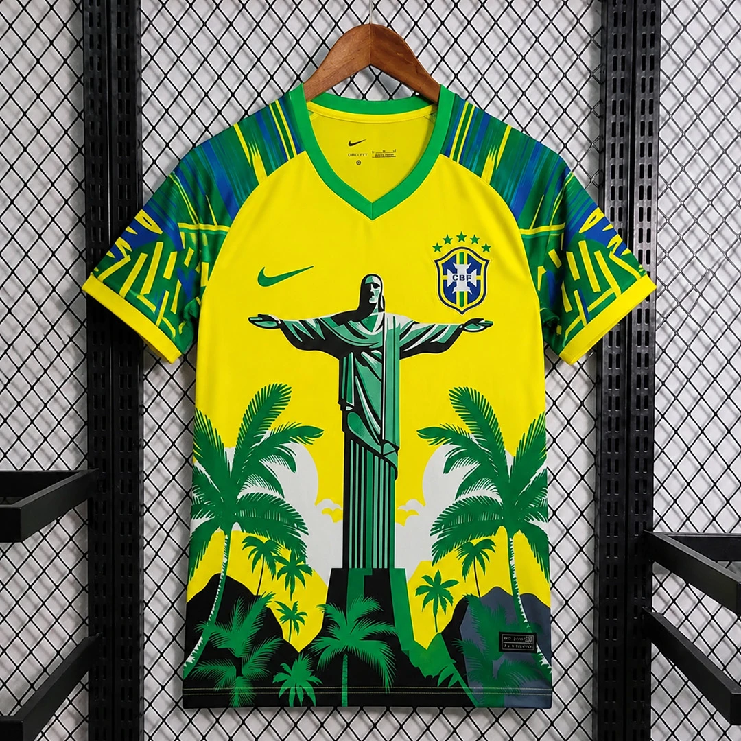 2026 Brazil JESUS Yellow Green Soccer Jersey