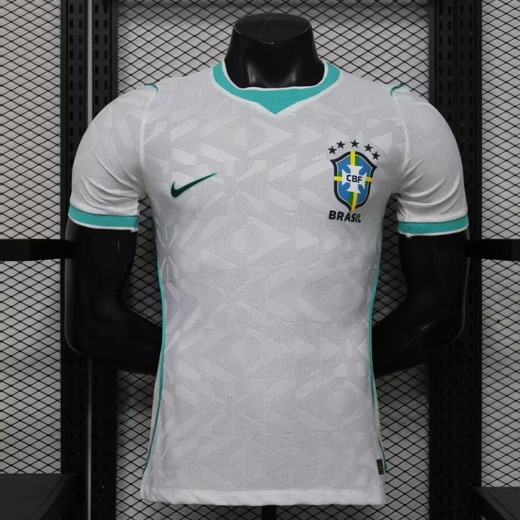 2026 Brazil Special Edition White with Green Neck Player Version Soccer Jersey
