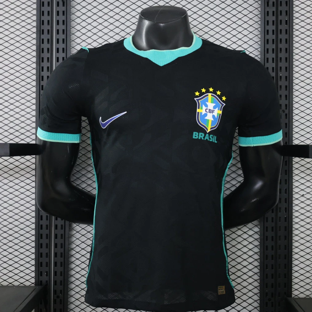 2026 Brazil Special Edition Black Vibrant Blue Player Version Soccer Jersey