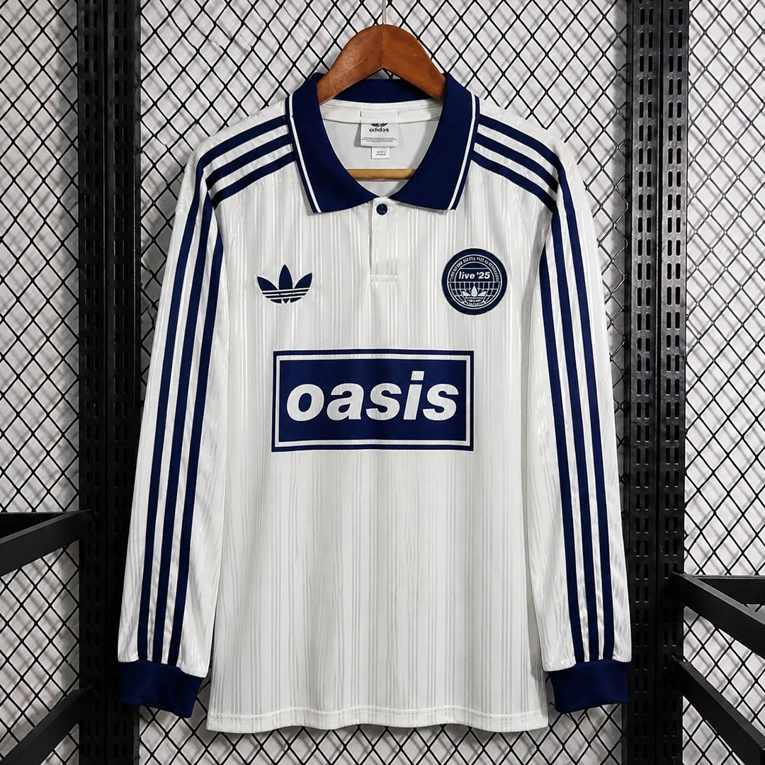 Adidas x Oasis White Royal Blue Long Sleeve Soccer Jersey