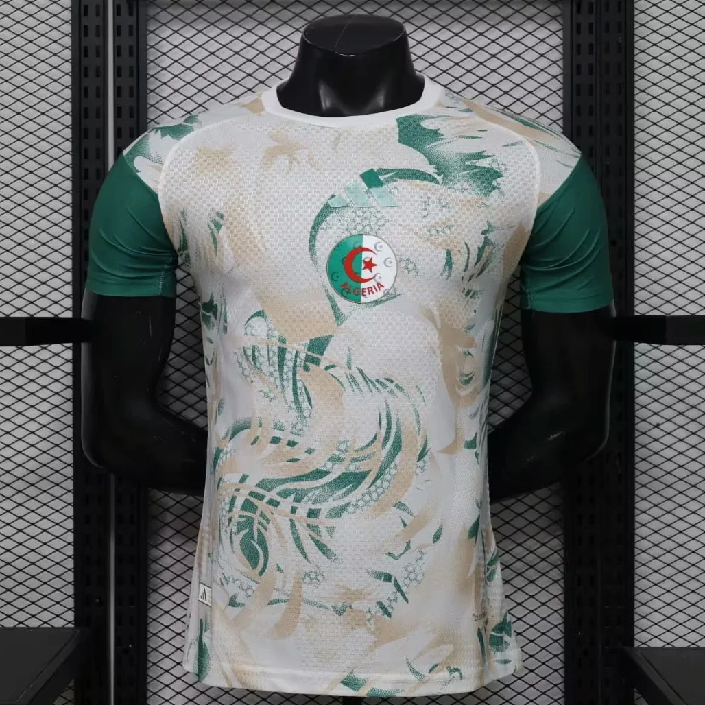 2026 Algeria Special Player Version Beige Green Soccer Jersey