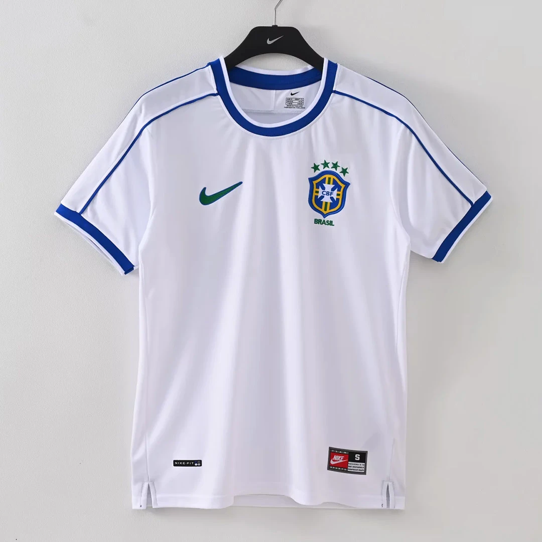 1998 Brazil White Retro Soccer Jersey