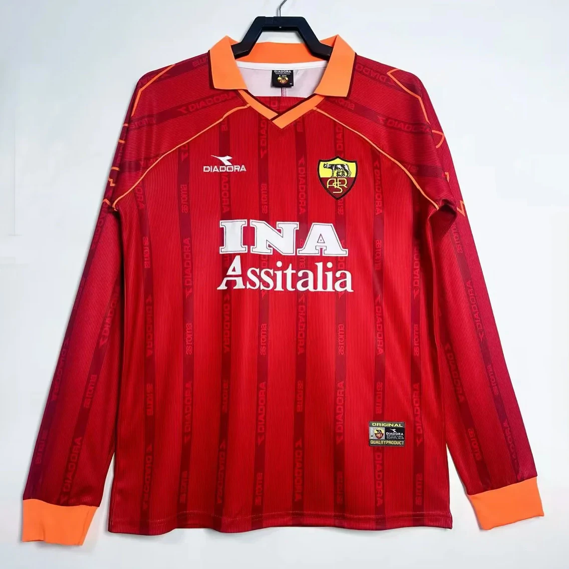 99/00 Roma Home Long Sleeve Retro Soccer Jersey