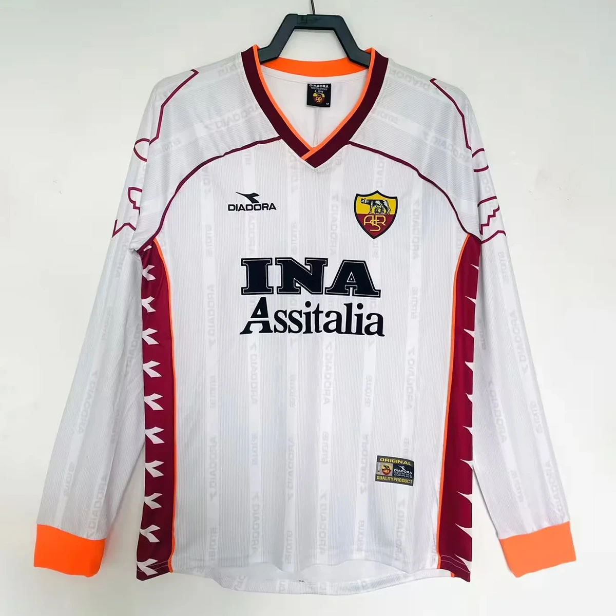 99/00 Roma Away Long Sleeve Retro Soccer Jersey