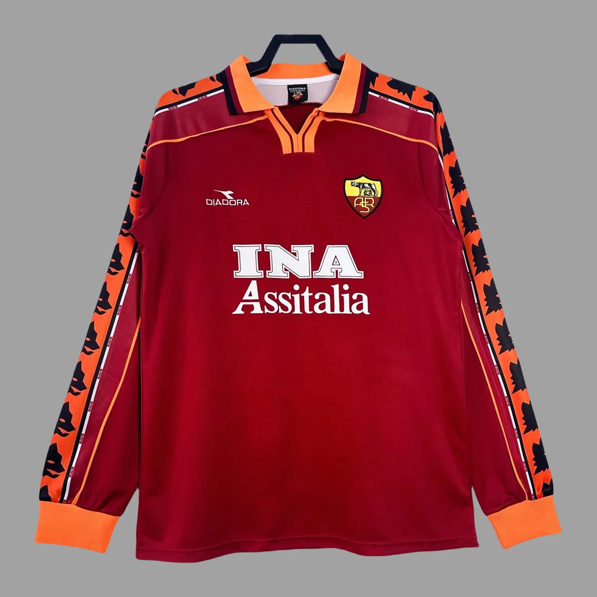98/99 Roma Home Long Sleeve Retro Soccer Jersey