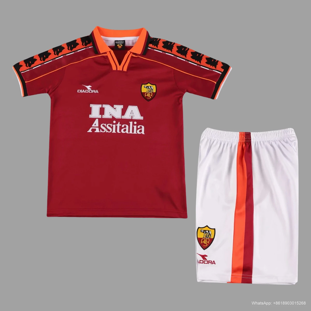 98/99 Roma Home Kids Retro Soccer Jersey Size 16-28