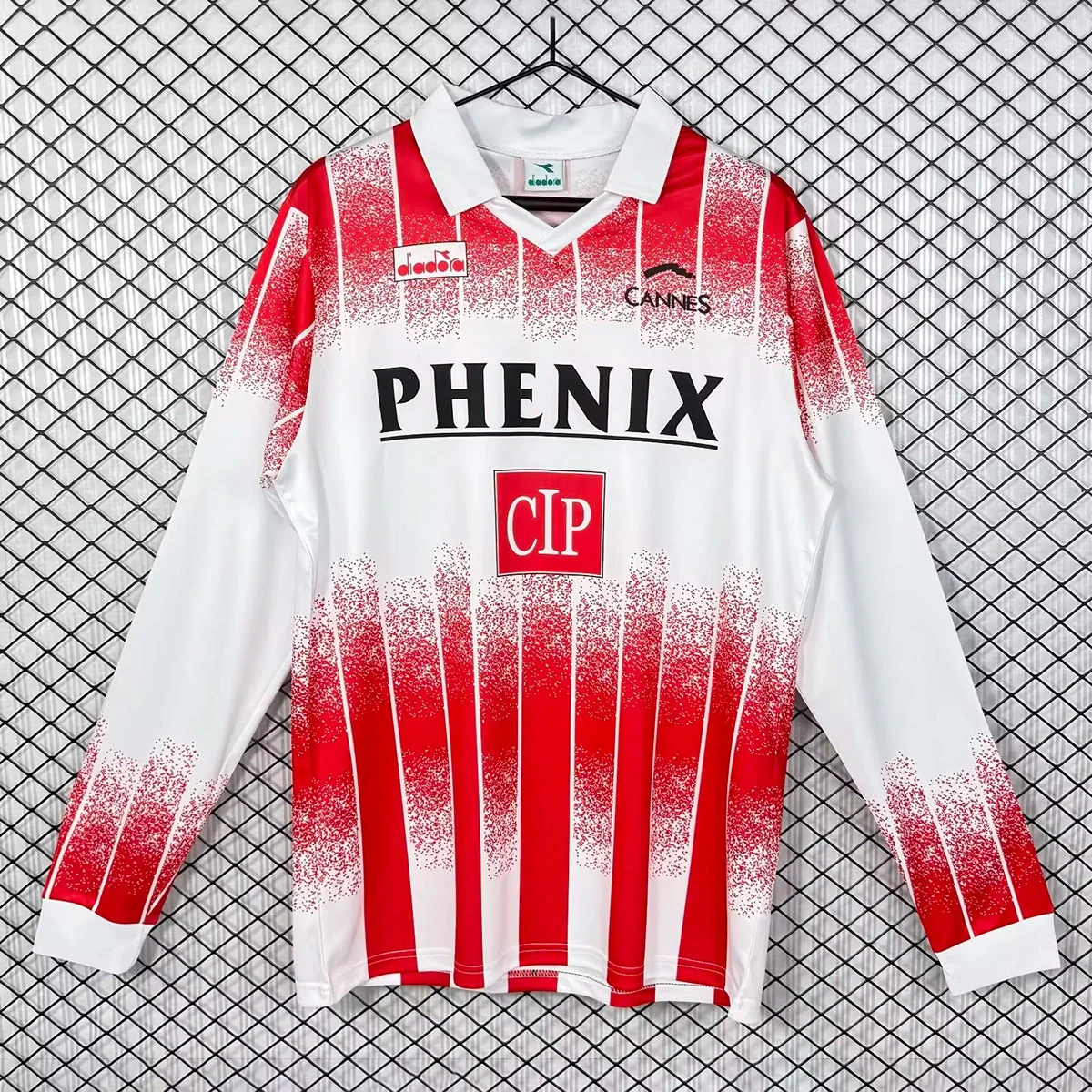 91/92 Cannes Home Long Sleeve Retro Soccer Jersey