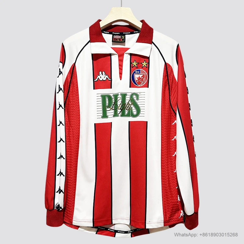 99/01 Red Star Belgrade home long sleeve retro soccer jersey size S-2XL