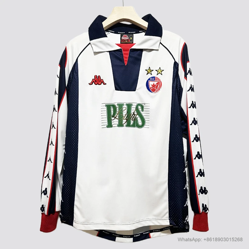 99/01 Red Star Belgrade away long sleeve retro soccer jersey size S-2XL