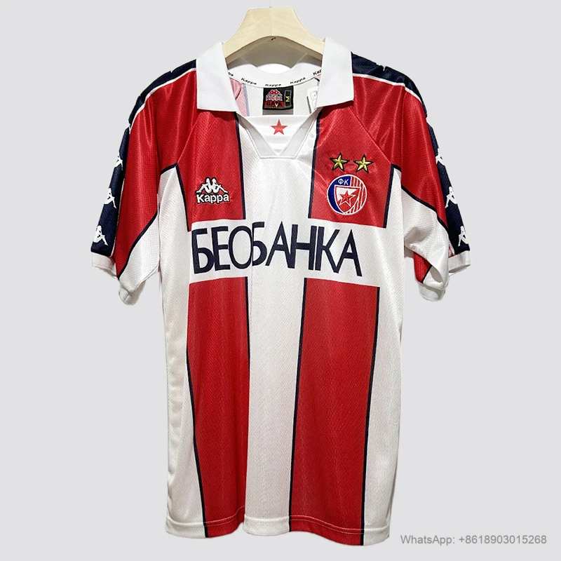 95/97 Red Star Belgrade home retro soccer jersey size S-2XL