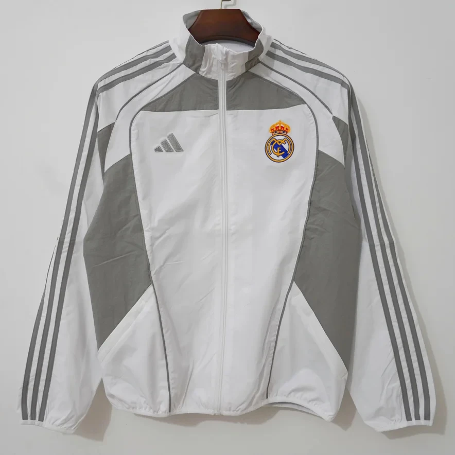 25/26 Real Madrid White Gray Windbreaker