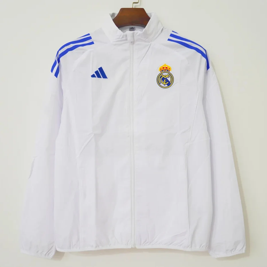 25/26 Real Madrid White Blue Windbreaker