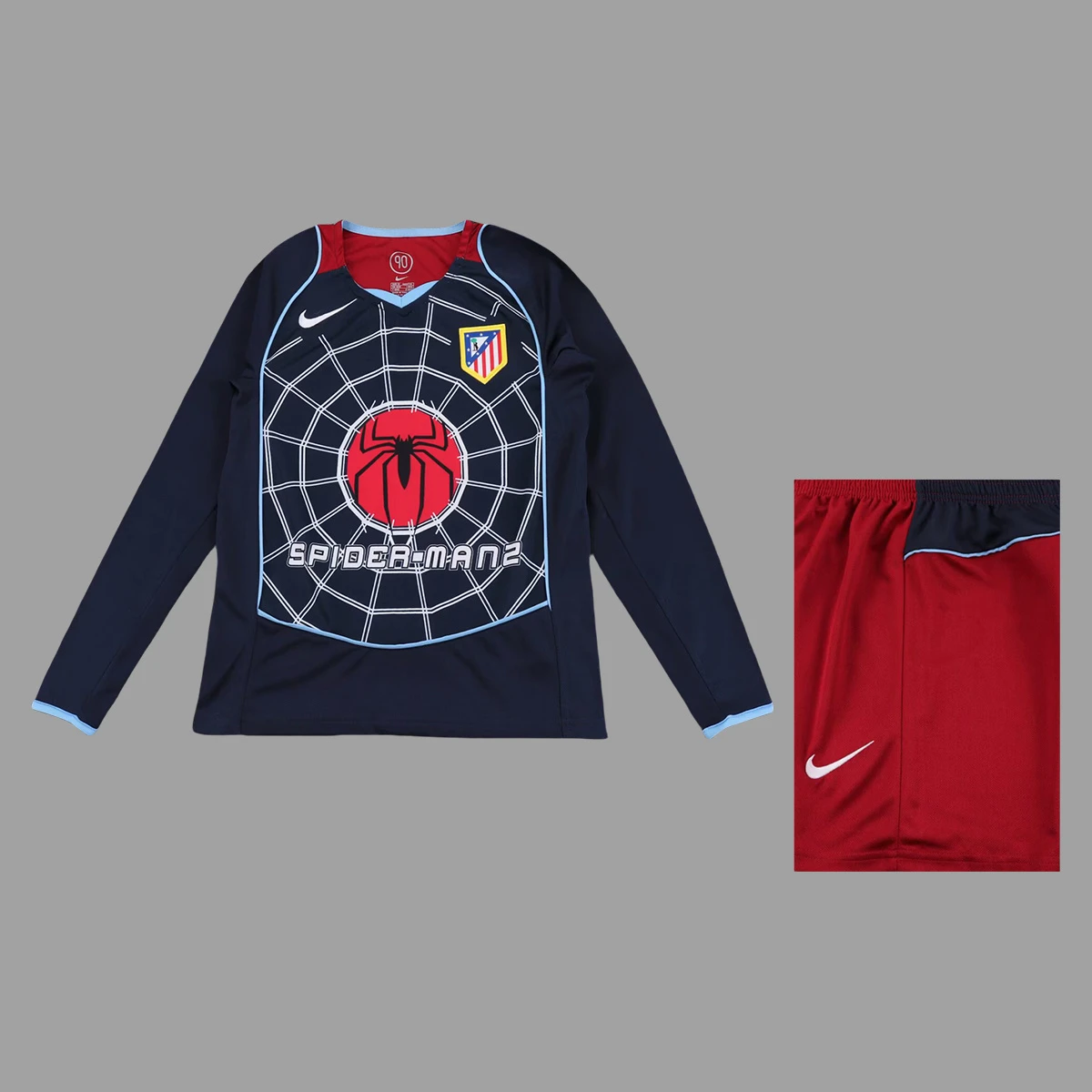 04/05 Atletico Madrid Away Long Sleeve Kids Retro Soccer Jersey Size 16-28