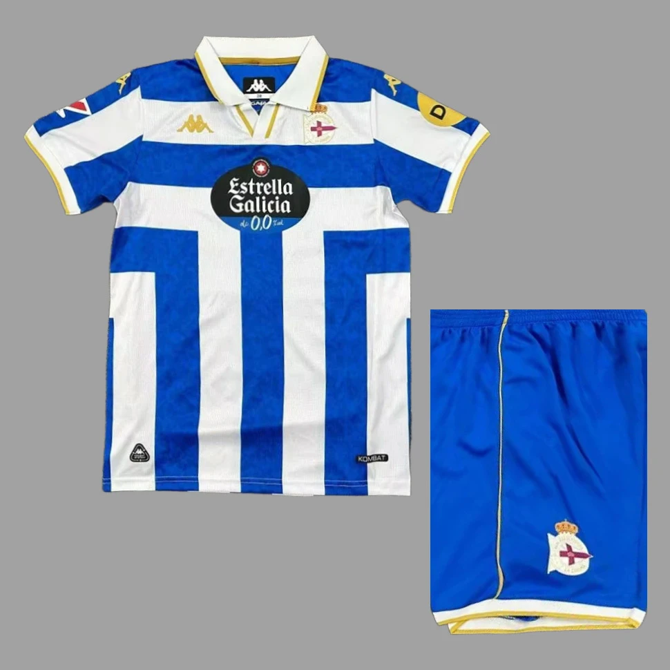 25/26 La Coruna Home Kids Soccer Jersey Size 16-28