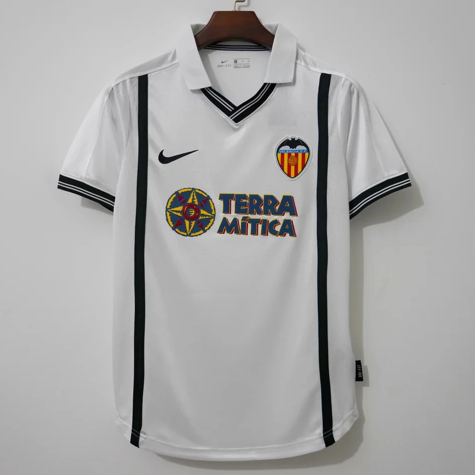00/01 Valencia Home Retro Soccer Jersey