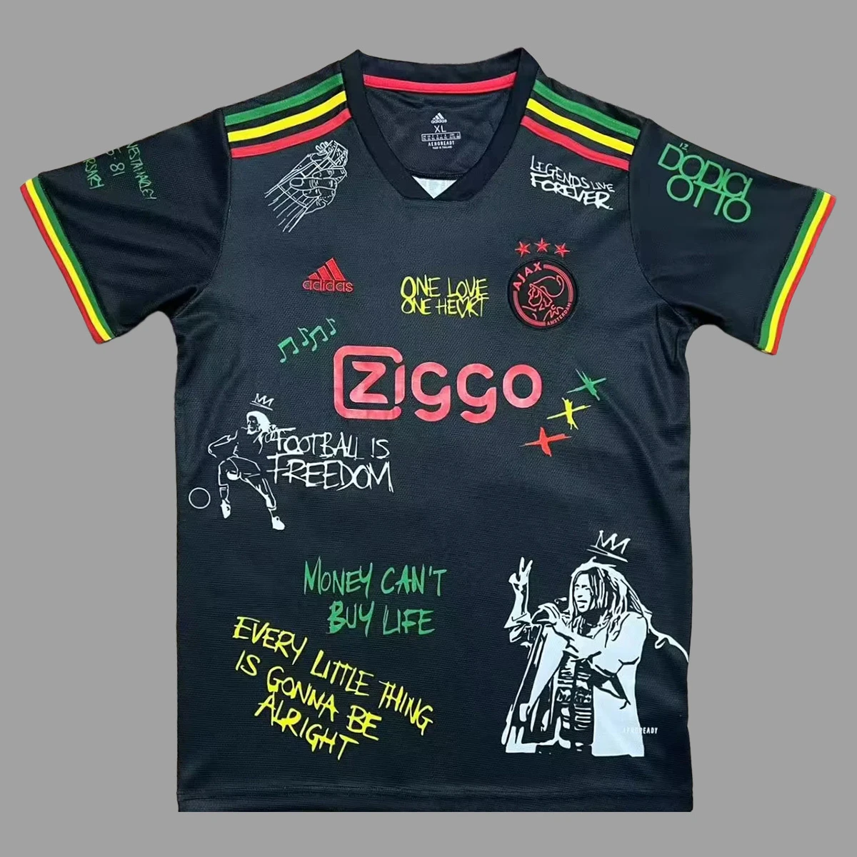 21/22 Ajax Bob Marley Black Soccer Jersey