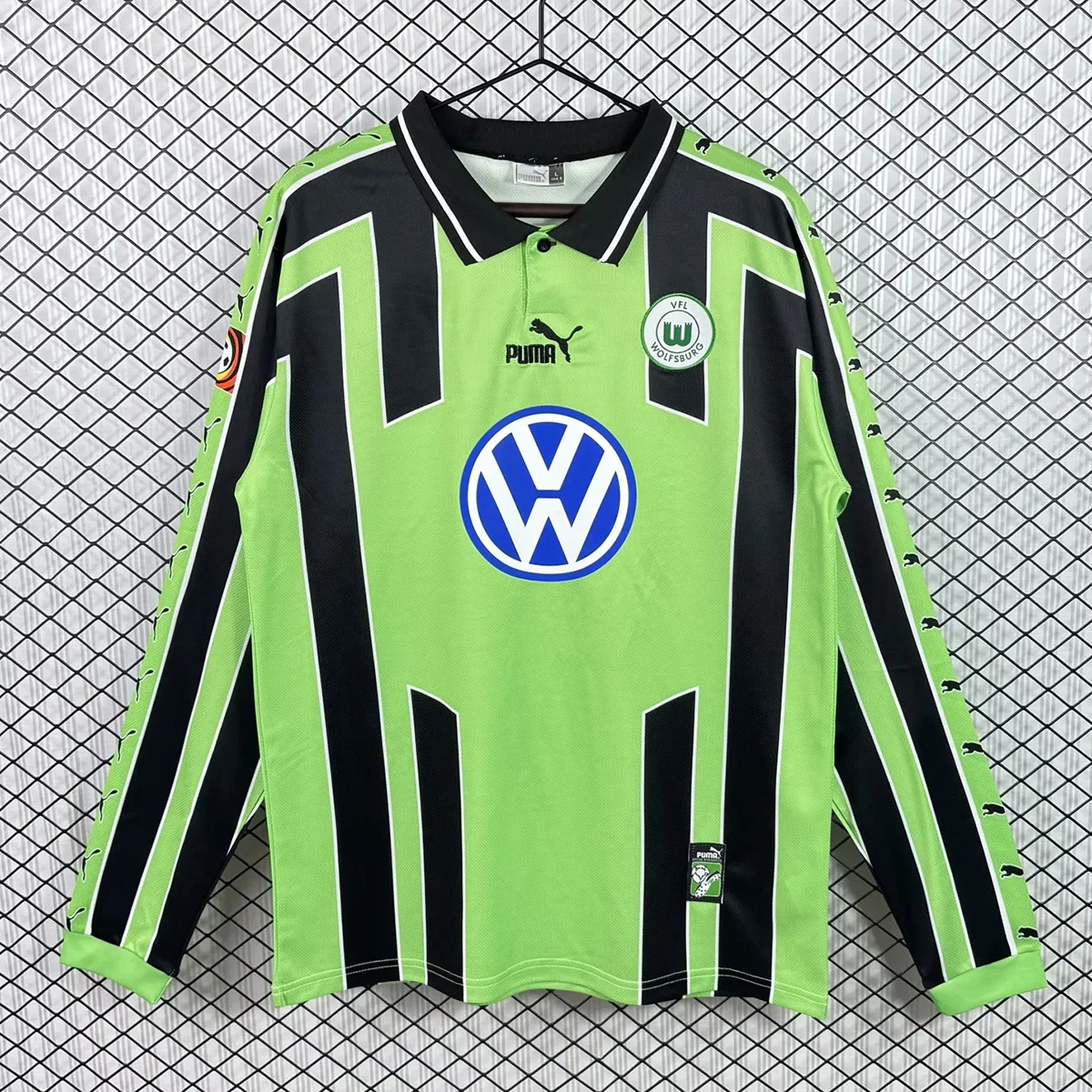 99/00 Wolfsburg Away Long Sleeve Retro Soccer Jersey