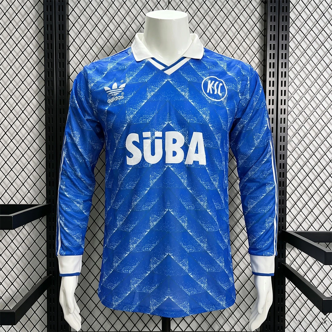 89/90 Karlsruher Away Long Sleeve Retro Soccer Jersey