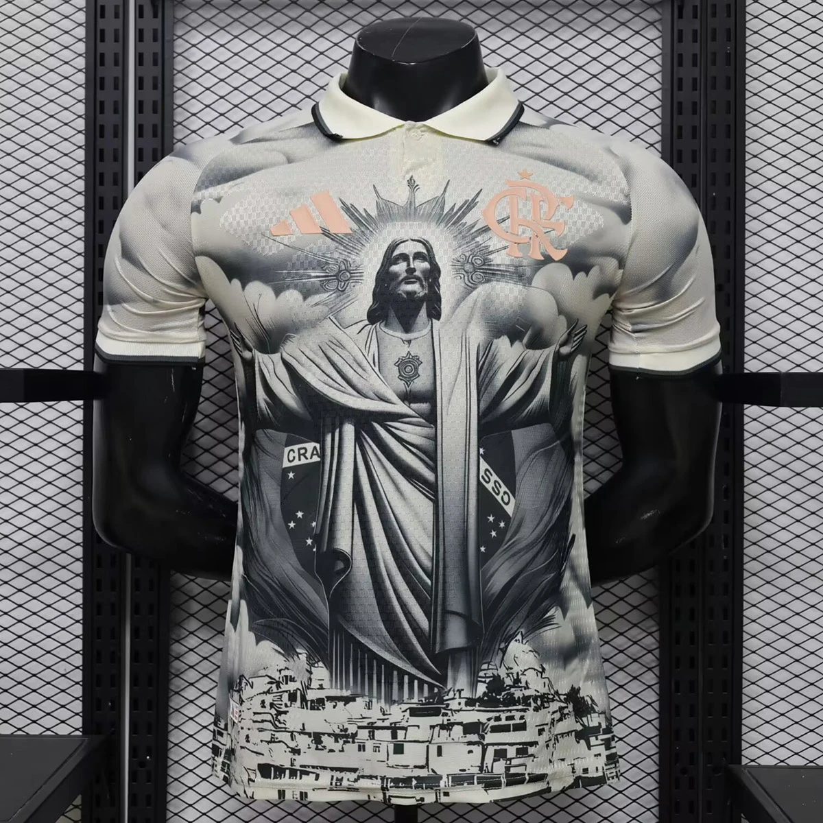 2026 Flamengo Jesus Christ Gray Black Player Version Soccer Jersey