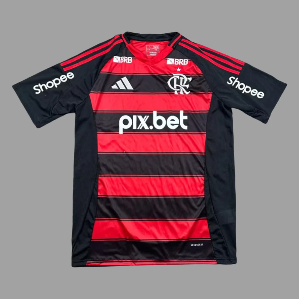 2025 Flamengo Home With Sponsor Soccer Jersey