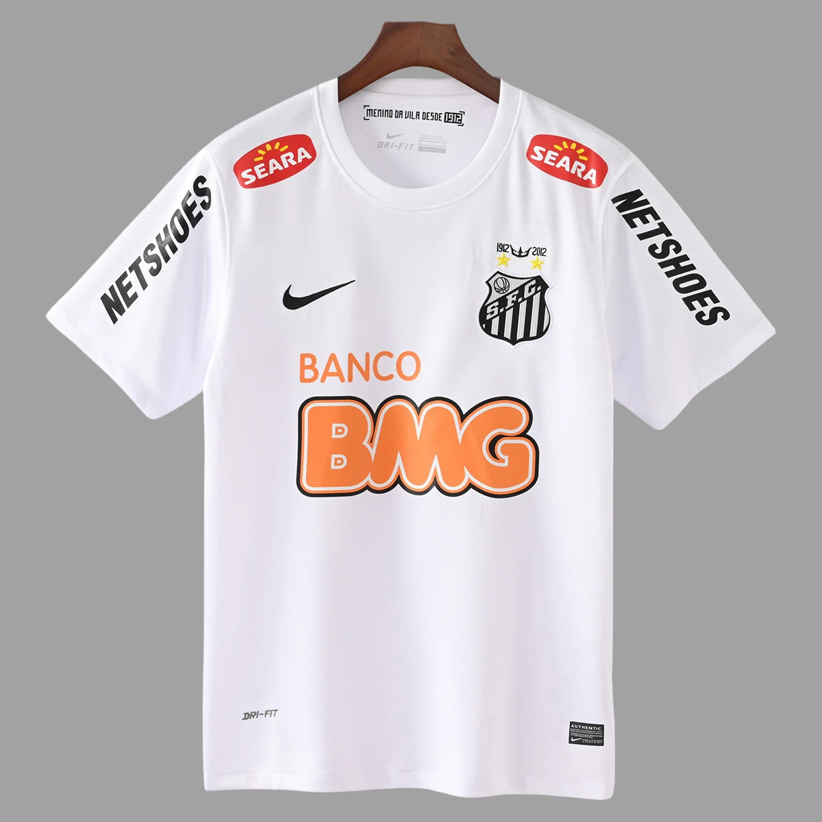 2012 Santos Home With Sleeve Sponsor Retro Soccer Jersey