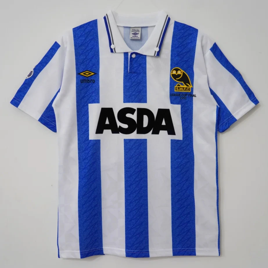 1991 Sheffield Wednesday Home League Cup FInal Retro Soccer Jersey