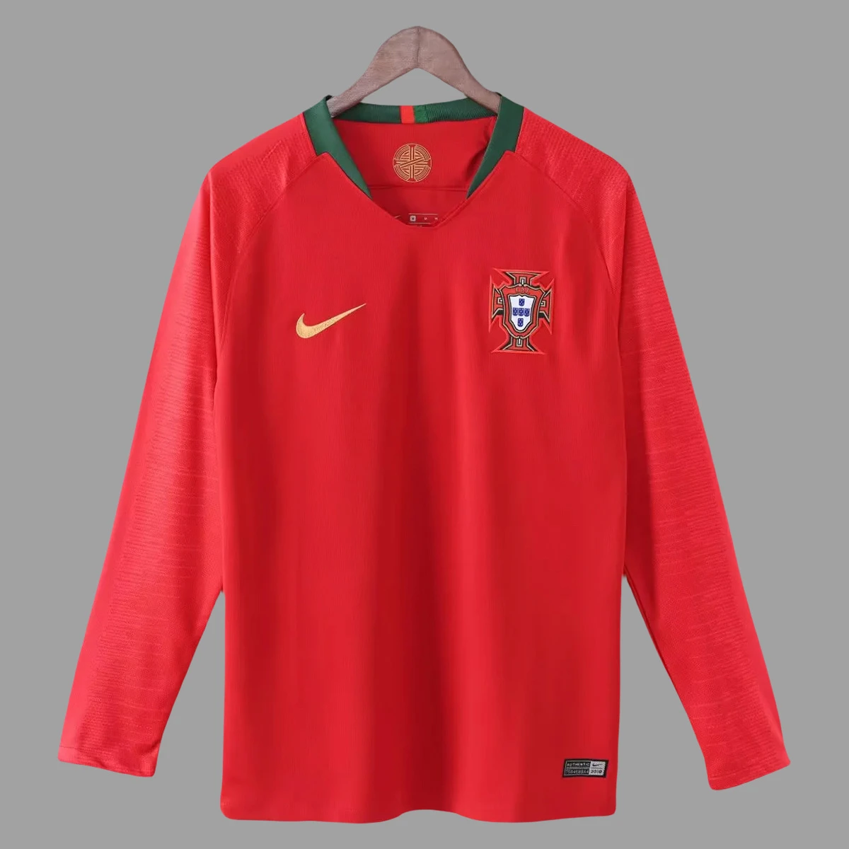 2018 Portugal Home Long Sleeve Retro Soccer Jersey