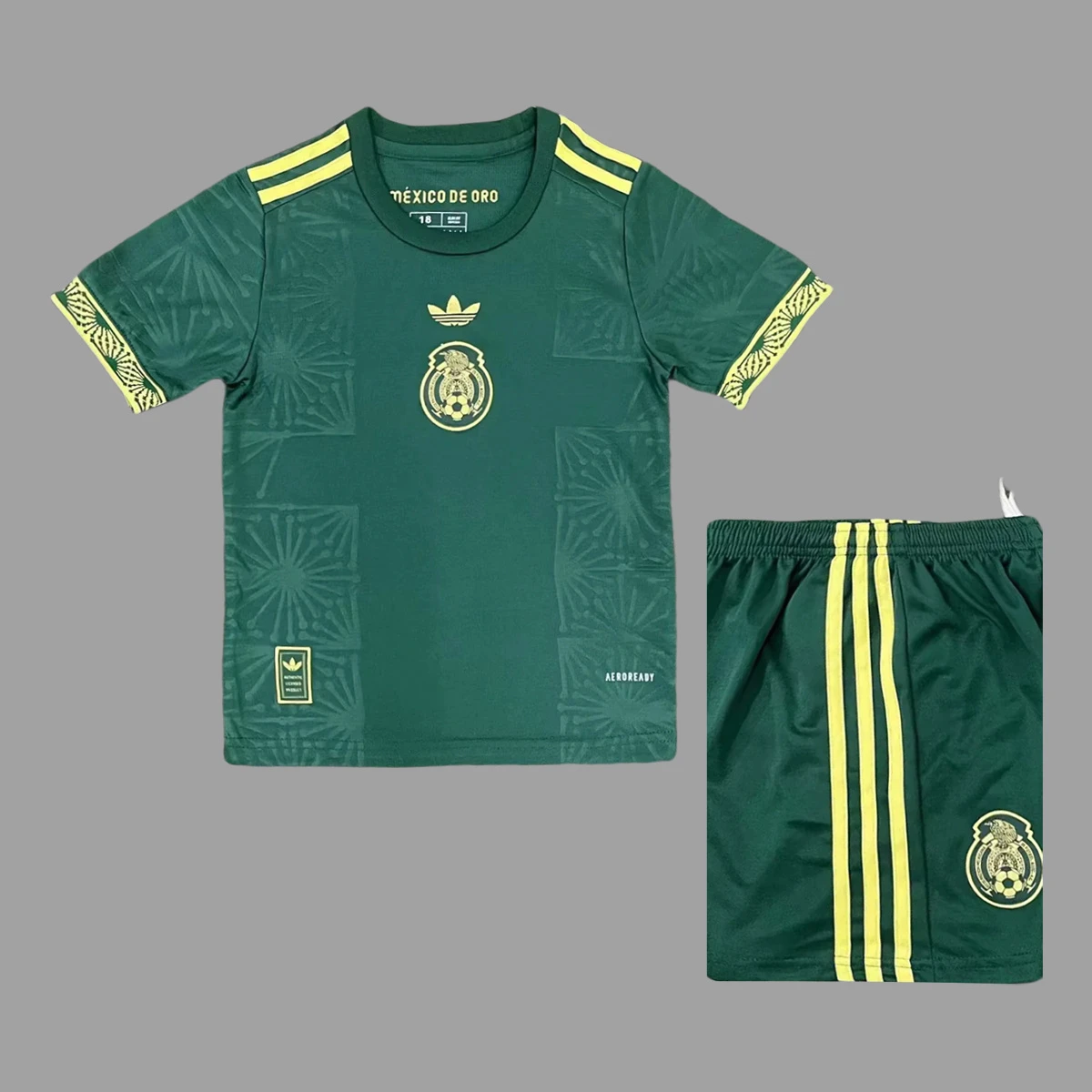 2025 Mexico Golden Cup Green Kids Soccer Jersey Size 16-28