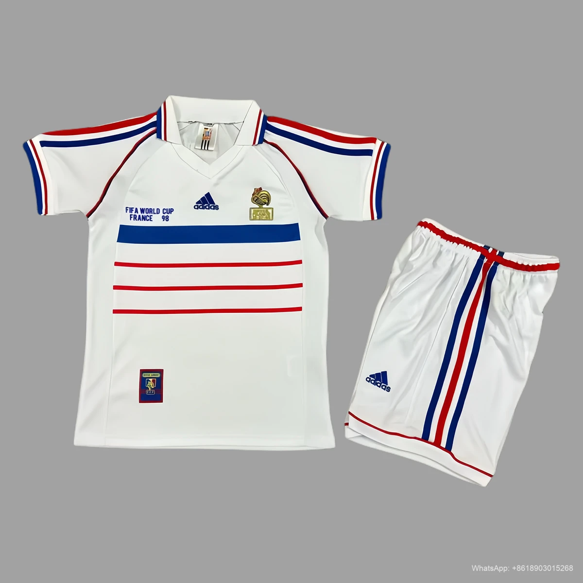 1998 France away Kids Retro soccer jersey Size 16-28