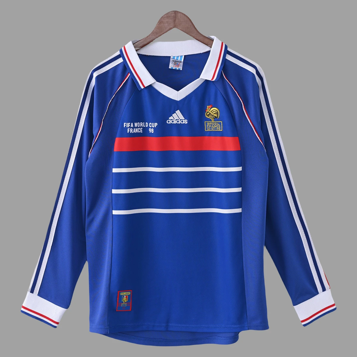 1998 France Home World Cup Final Long Sleeve Retro Soccer Jersey