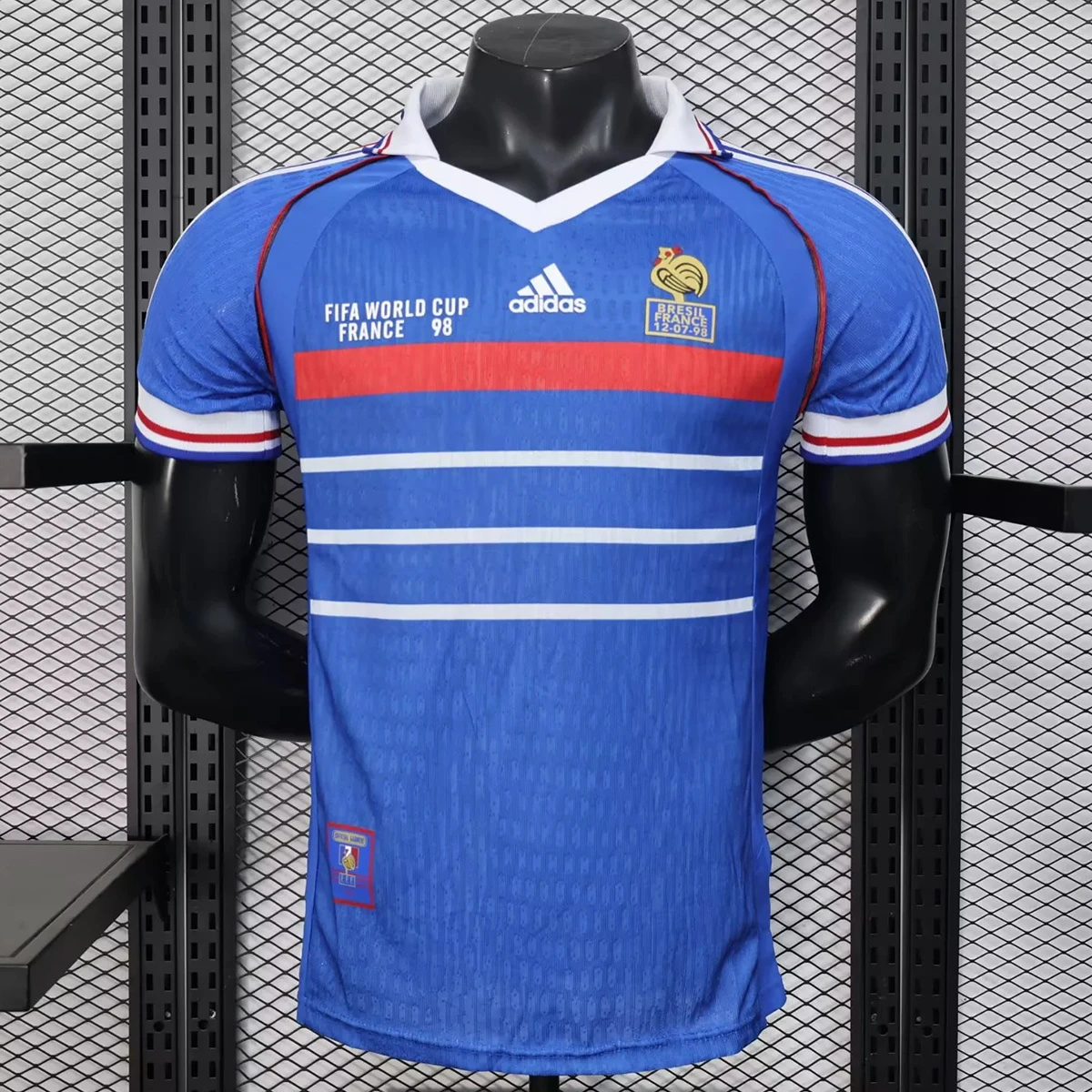 1998 France Home Player Version Retro Soccer Jersey