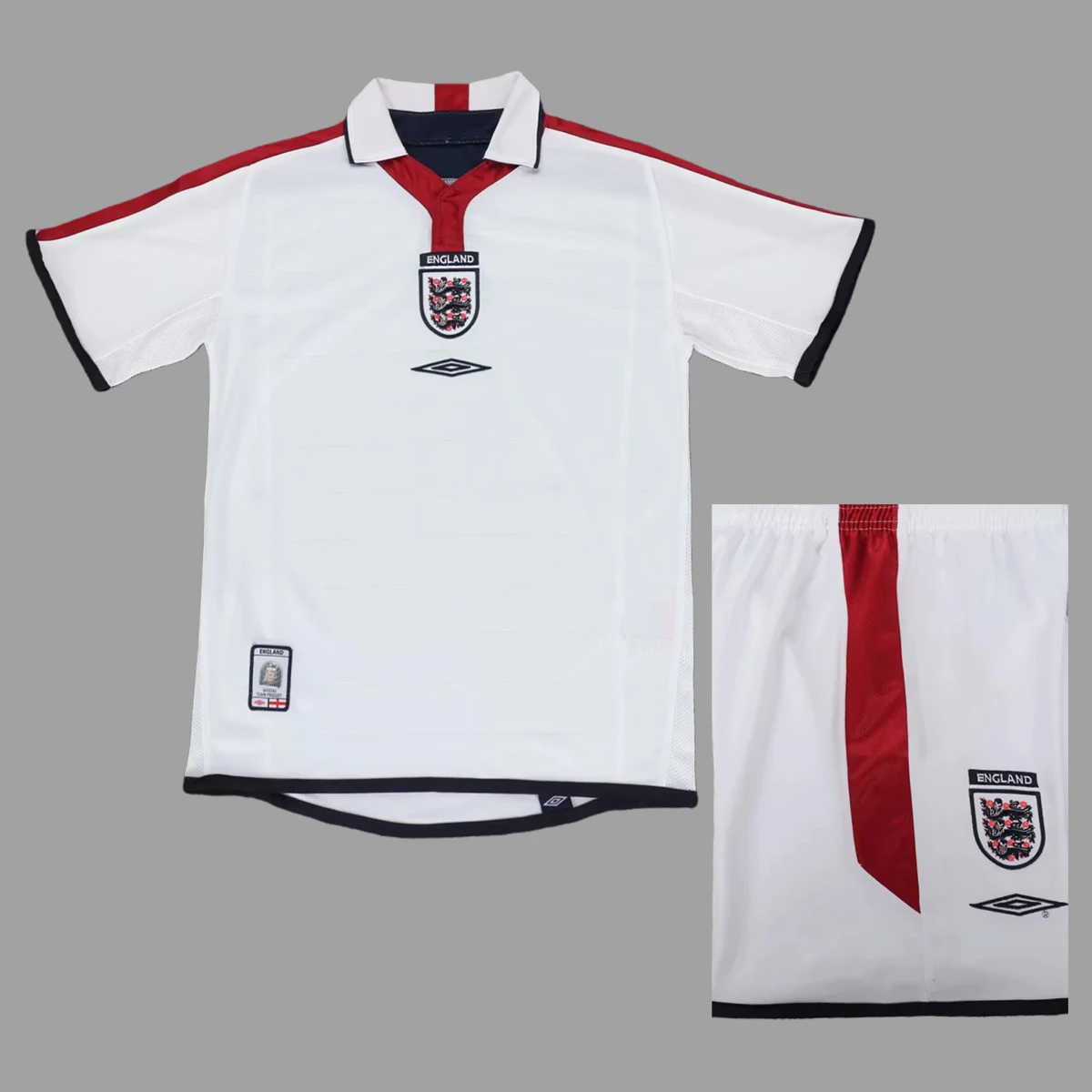 2004 England Home Kids Retro Soccer Jersey Size 16-28