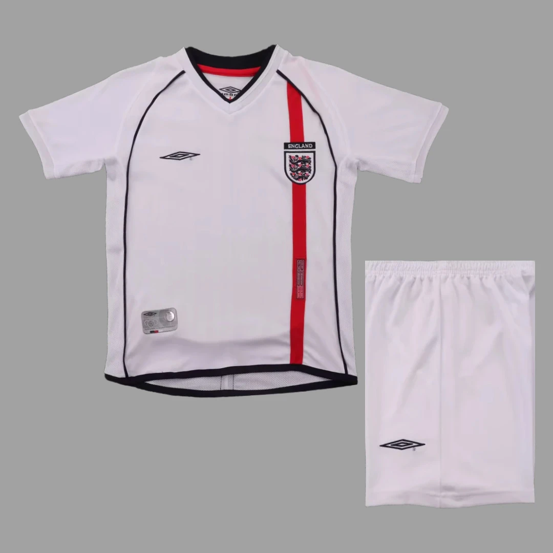 2002 England Home Kids Retro Soccer Jersey Size 16-28