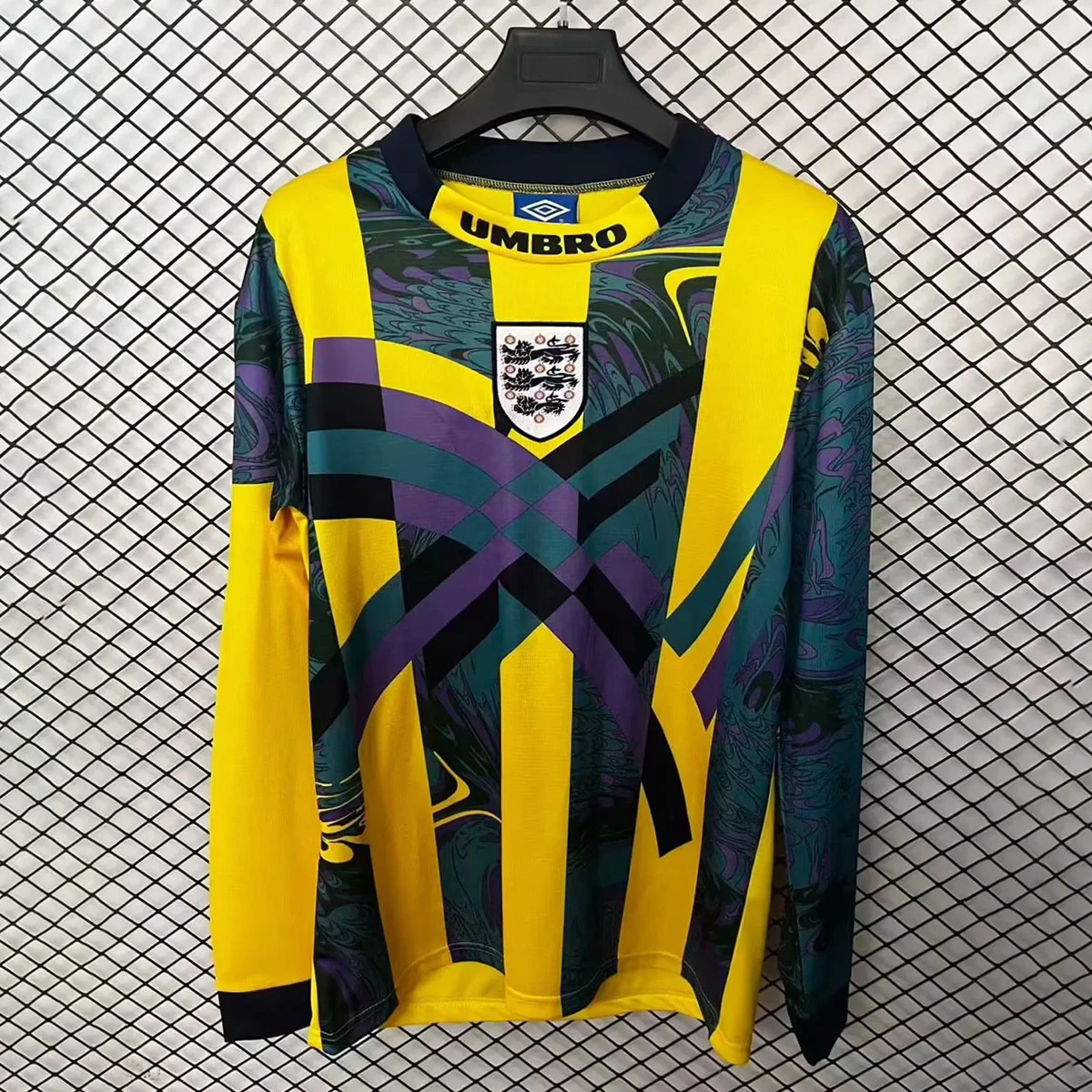 1996 England Goalkeeper Long Sleeve Retro Soccer Jersey