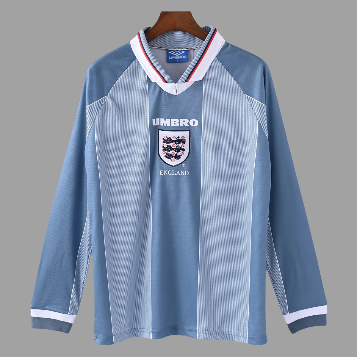 1996 England Away Long Sleeve Retro Soccer Jersey