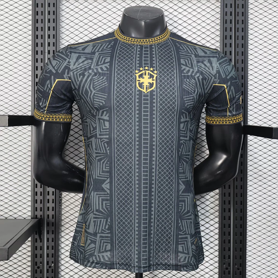 2026 Brazil Special Black Gold Player Version Soccer Jersey