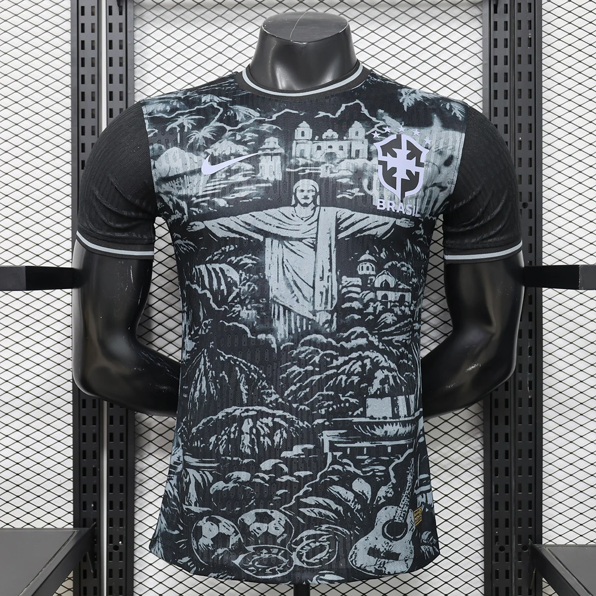2026 Brazil Jesus Christ The Redeemer Black Gray Player Version Soccer Jersey