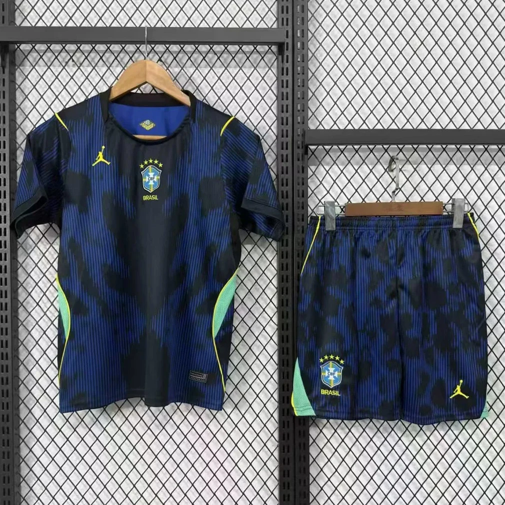 2026 Brazil Away Kids Soccer Jersey Size 16-28