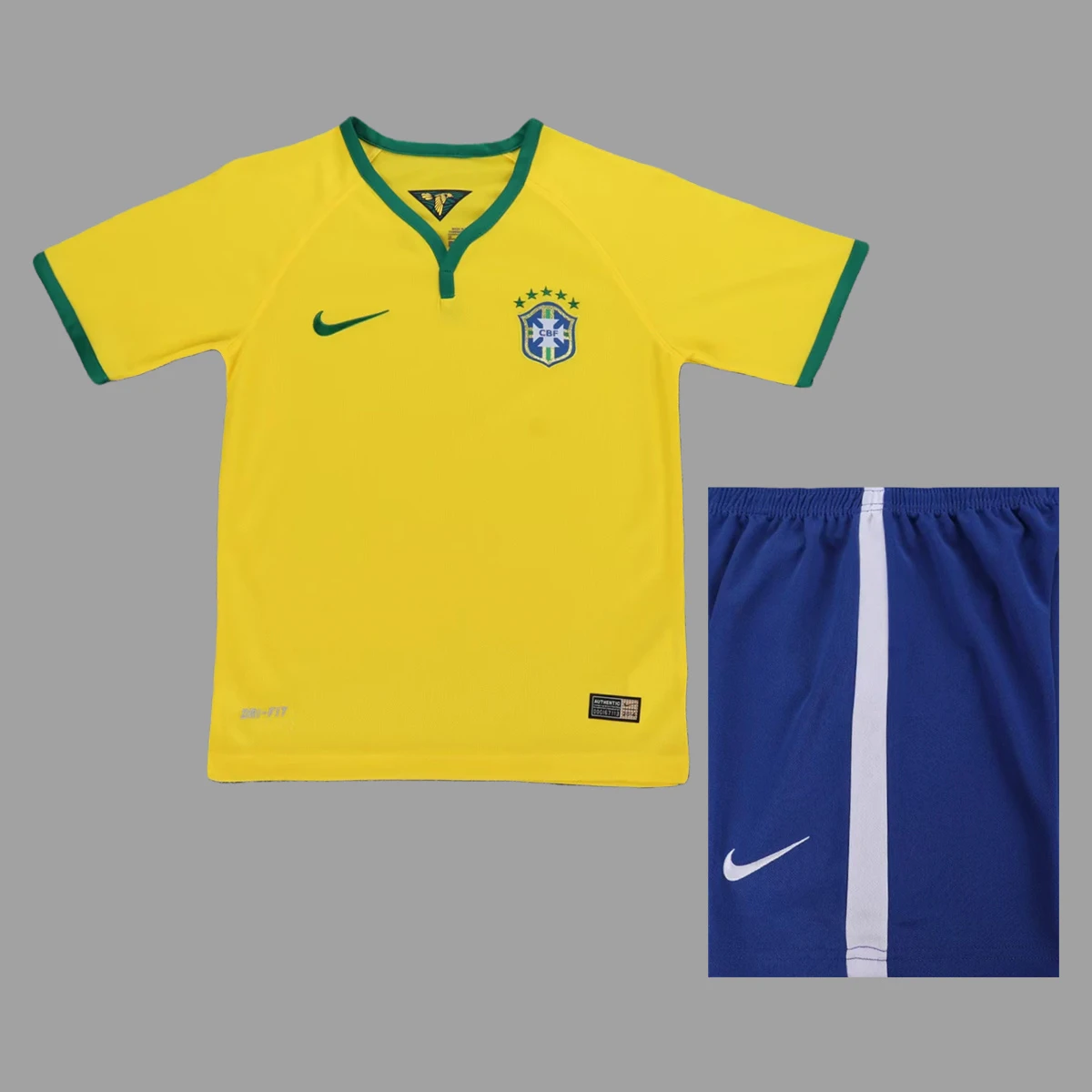 2014 Brazil Home Kids Retro Soccer Jersey Size 16-28
